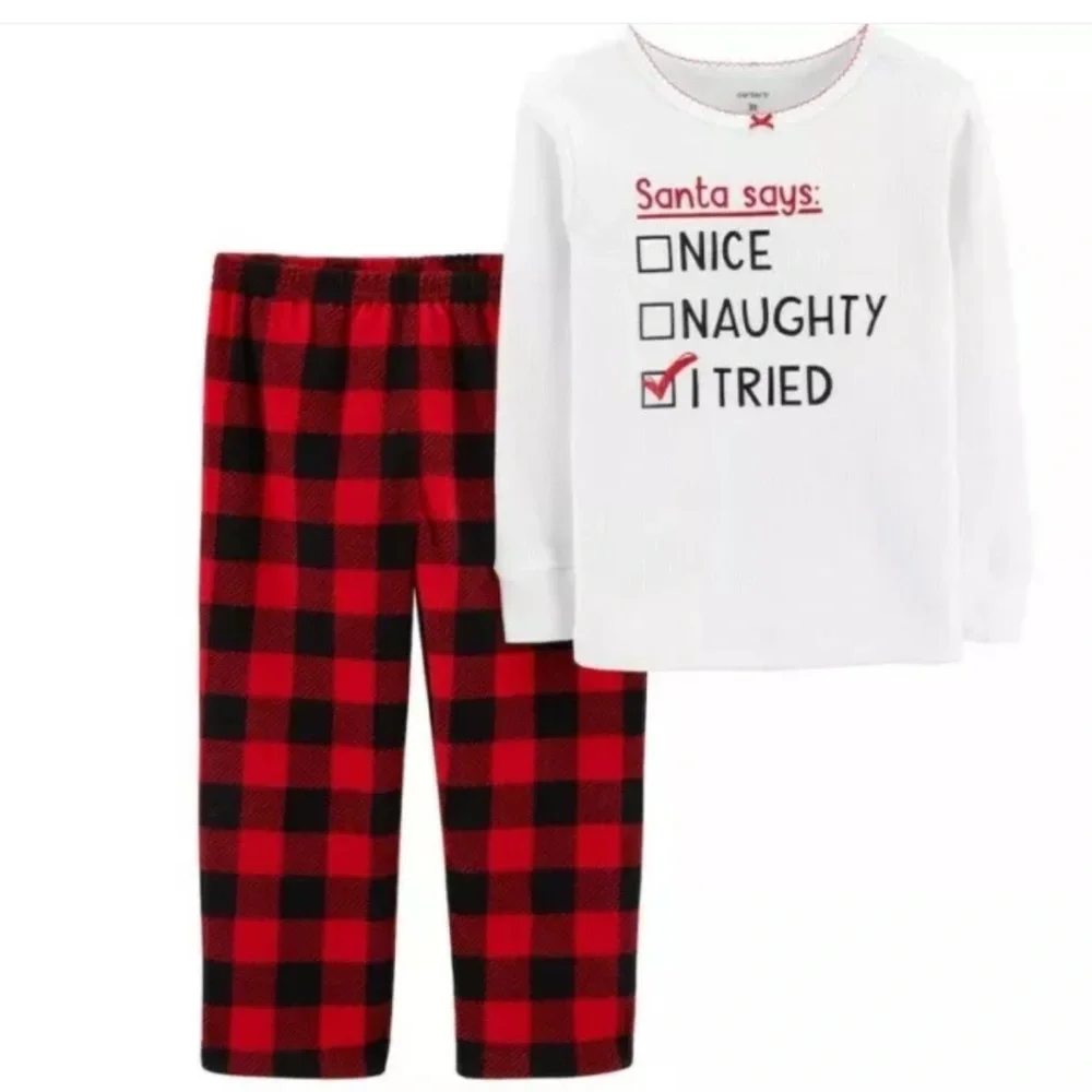 Girls Carter’s Christmas Naughty Nice Pajama Set 18 Months